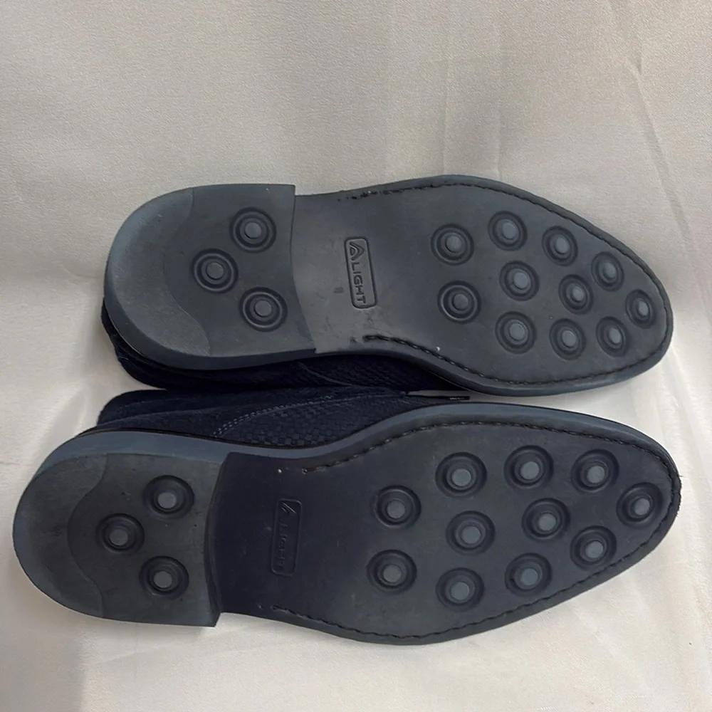 Bugatchi Textured Suede Lace Up Chukka Boot Navy Blue Size 12